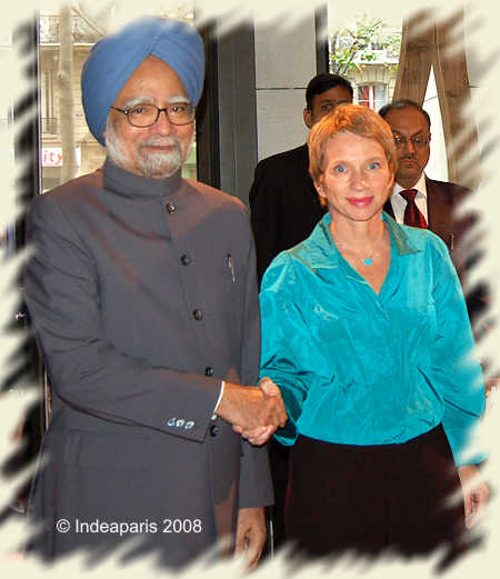 Manmohan Singh et Laurence Parisot au Médef Paris